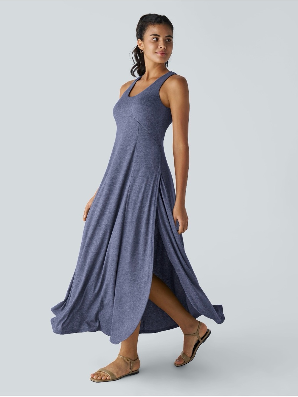 HALARA mottled indigo Maxi Dress